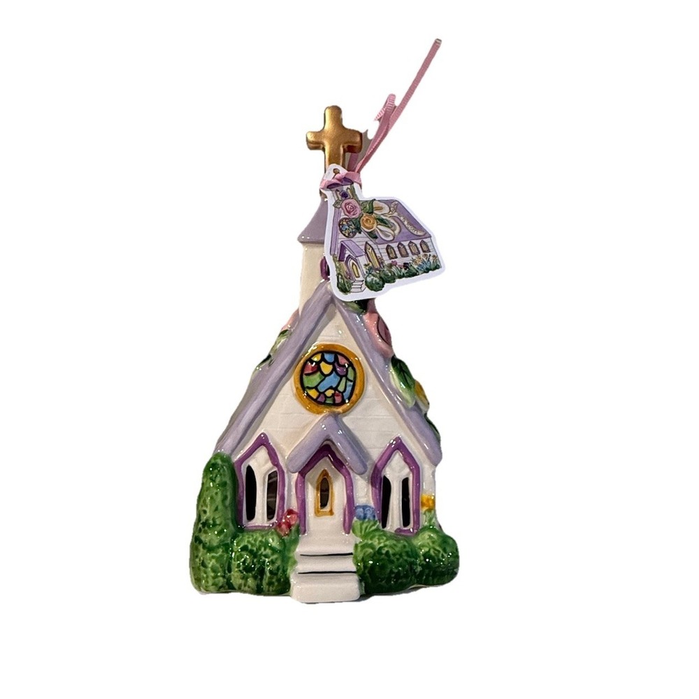 Blue‎ Sky Clayworks "Rejoice He Is Risen" Easter Church Tea Light Holder-New!